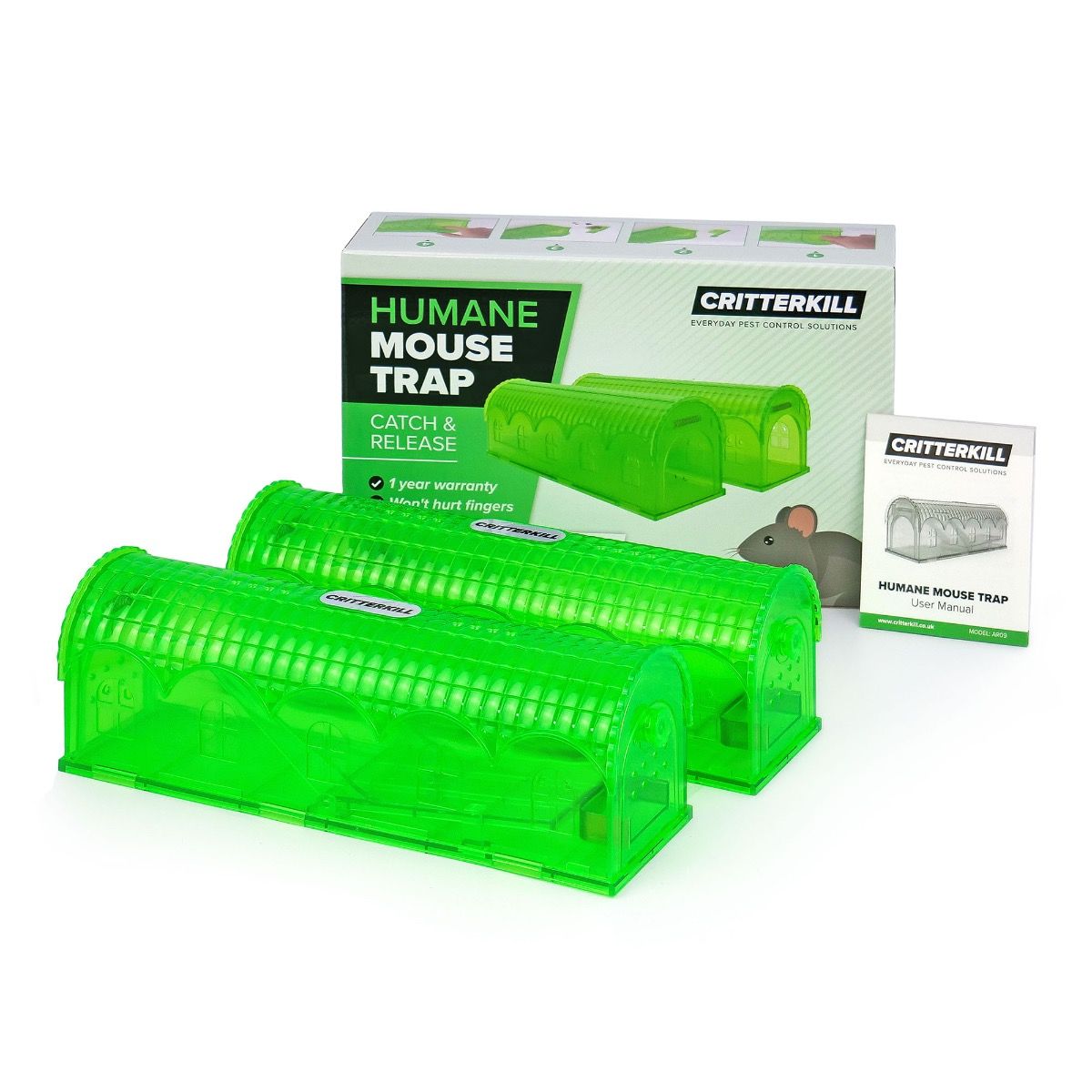 Humane Mouse Traps 2Pack Live Catch & Release Mousetrap-green New Fast  shipping